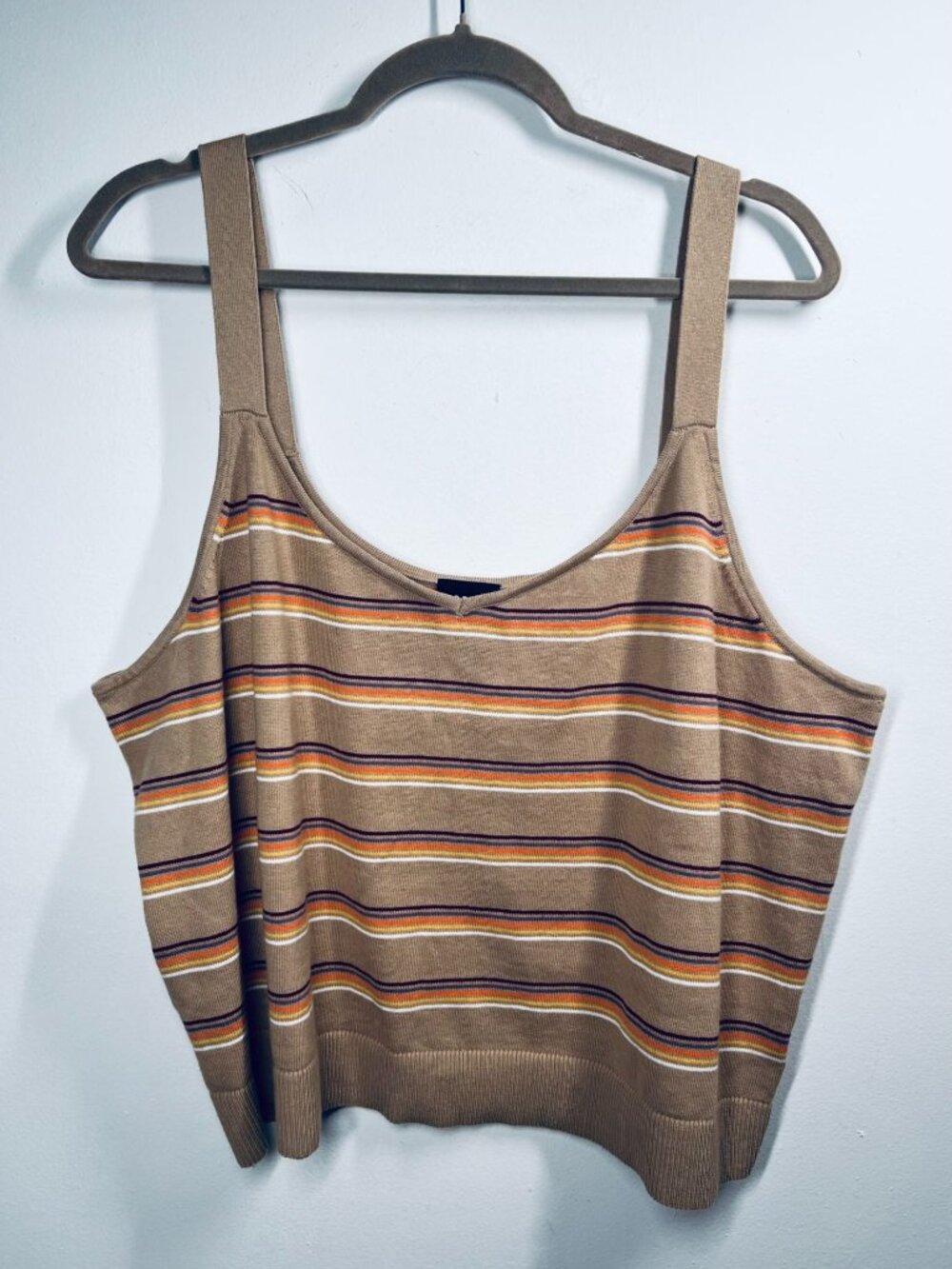 Torrid 2 Striped Knit Sleeveless Tank Top Beige Multicolor Size 2x